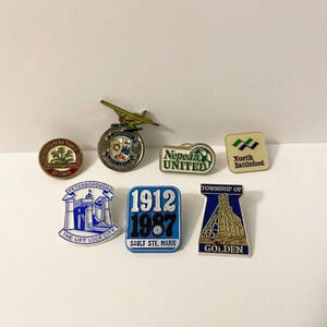 Vintage  Lot of 7 Canadian Pins Red Lake Golden North Battleford Fergus